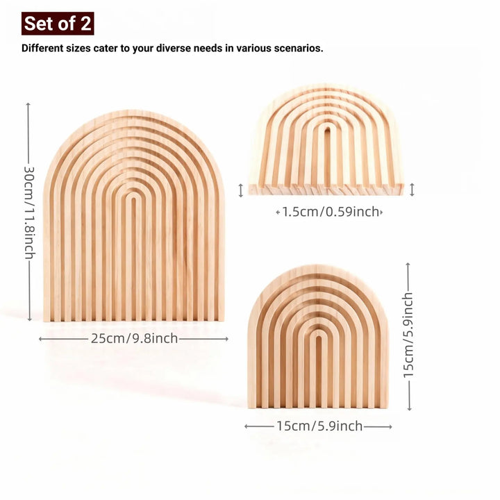Nawwoo 2 Pcs Natural Wood Arch Decor, Serving Boards and Boho Shelf Decor