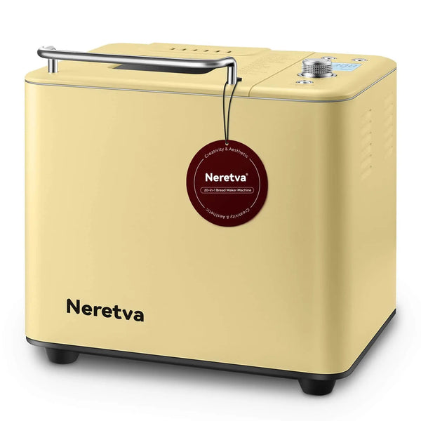 Neretva Bread Maker, 20-IN-1 Dual Heater 2LB Bread Machine - Yellow