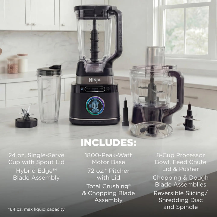Ninja Kitchen System, BlendSense Tech, 72 oz, 1800PW, Black, TB401