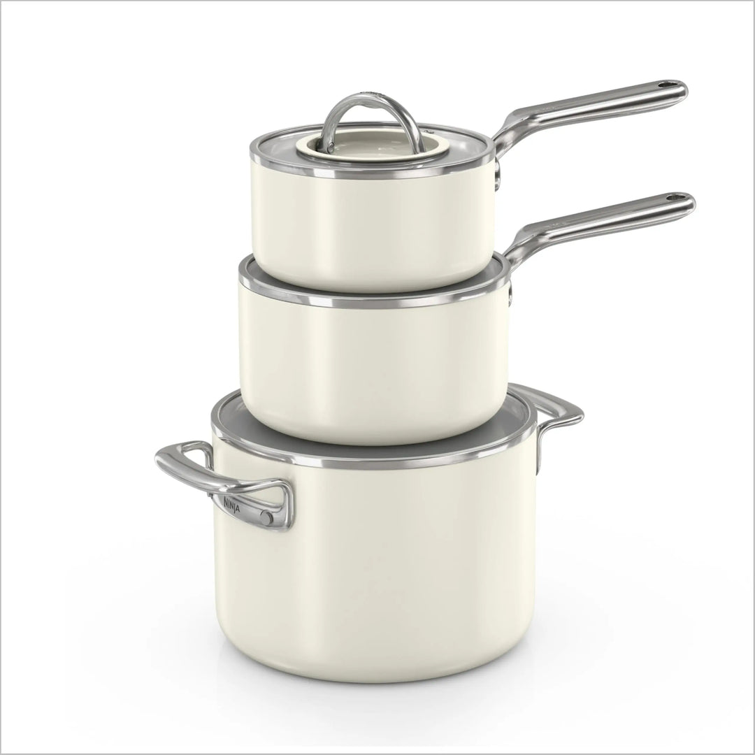 Ninja NeverQuit 6-Piece Ceramic Cookware Set, Bone &amp; Silver