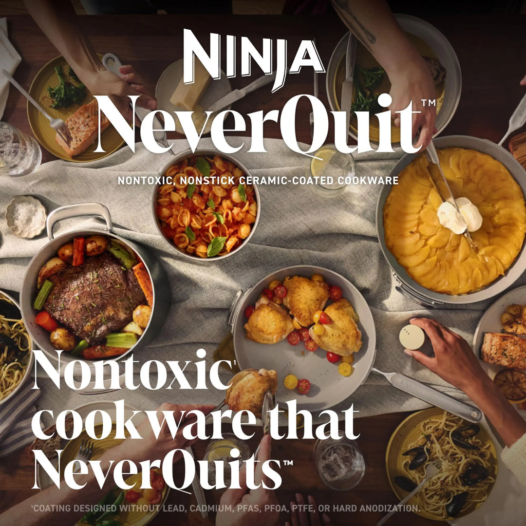 Ninja NeverQuit 6-Piece Ceramic Cookware Set, Bone &amp; Silver