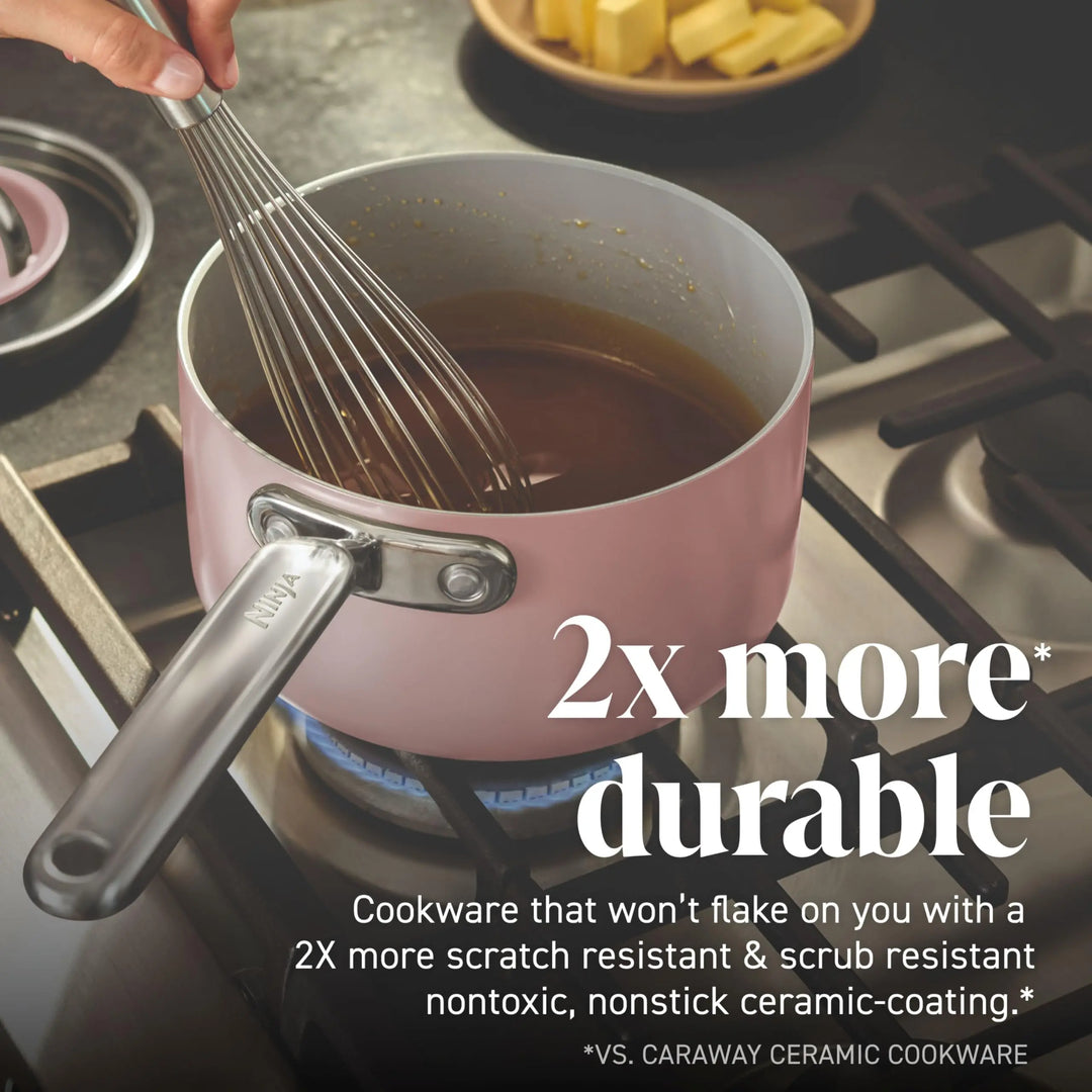 Ninja NeverQuit 6-Piece Ceramic Cookware Set, Bone &amp; Silver