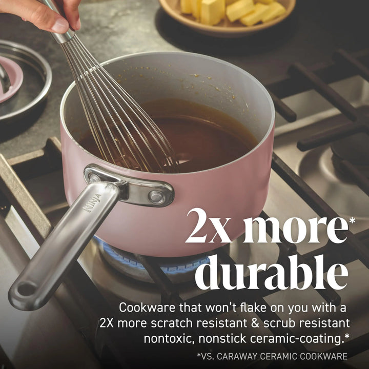 Ninja NeverQuit 6-Piece Ceramic Cookware Set, Bone &amp; Silver
