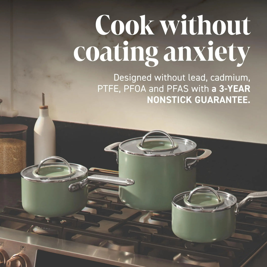 Ninja NeverQuit 6-Piece Ceramic Cookware Set, Bone &amp; Silver