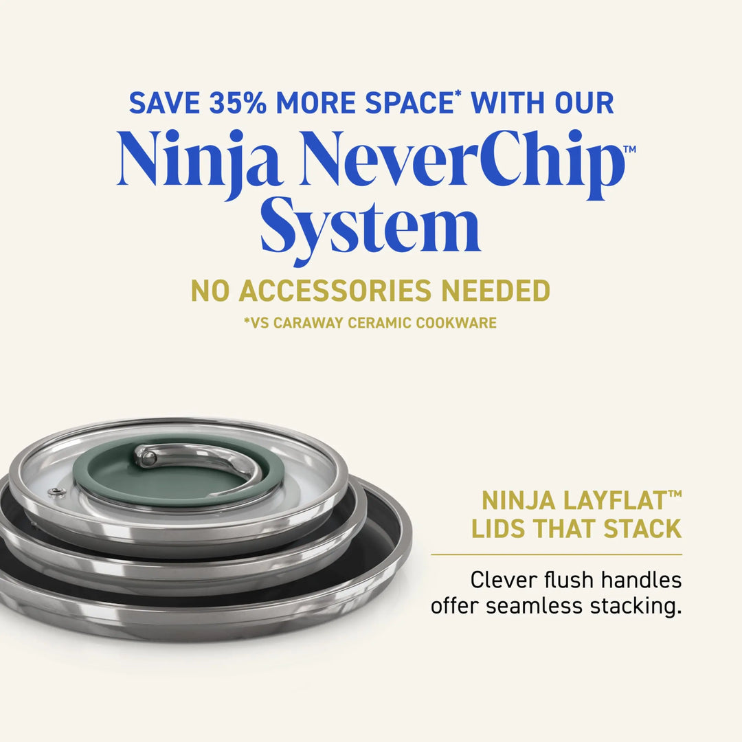 Ninja NeverQuit 6-Piece Ceramic Cookware Set, Bone &amp; Silver