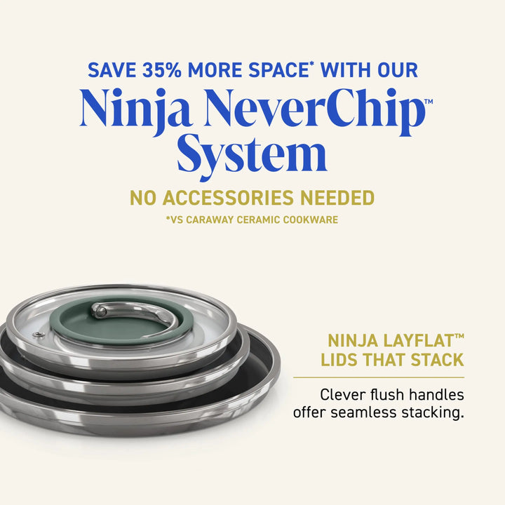 Ninja NeverQuit 6-Piece Ceramic Cookware Set, Bone &amp; Silver