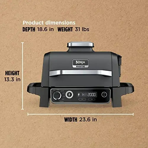 Ninja Woodfire Outdoor Grill & Smoker, 7-in-1 Master Grill - Grey Ninja