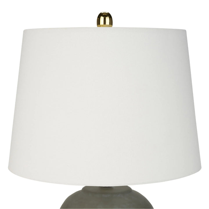 Nourison Home 23 Inch Olive Green Ceramic Pot Table Lamp, White Tapered Drum Shade