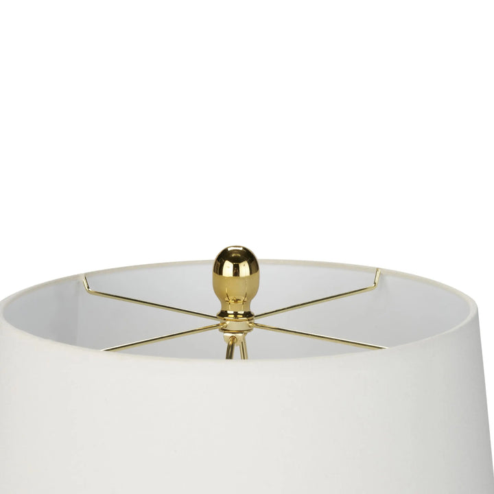 Nourison Home 23 Inch Olive Green Ceramic Pot Table Lamp, White Tapered Drum Shade