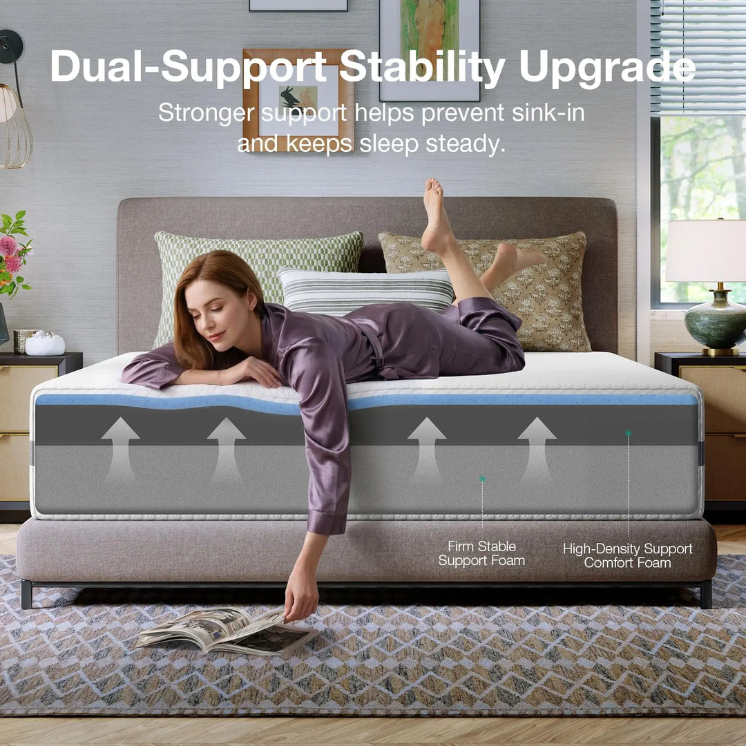 Novilla Queen Mattress, 12 Inch NanoGEL™ Memory Foam Mattress Queen 
