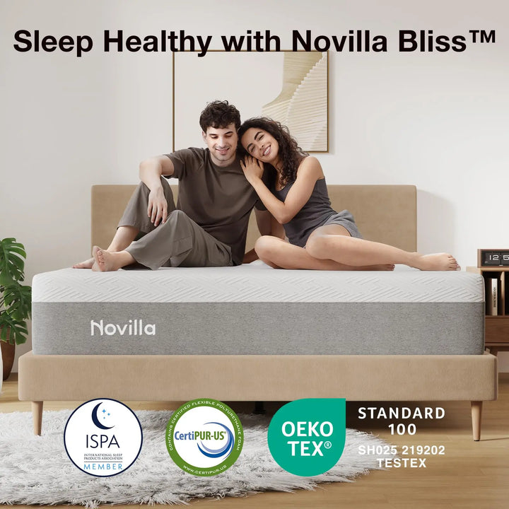 Novilla Bliss Queen Size Mattress, 12 Inch Gel Memory Foam Mattress Queen 