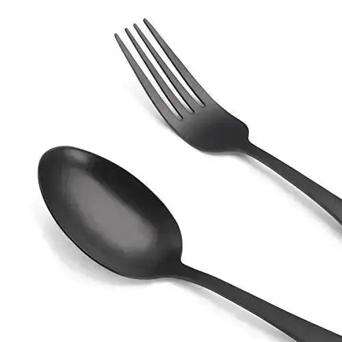 O.C.E. Matte Black Flatware Set, 20-Piece Stainless Steel Silverware Set - Satin Finish