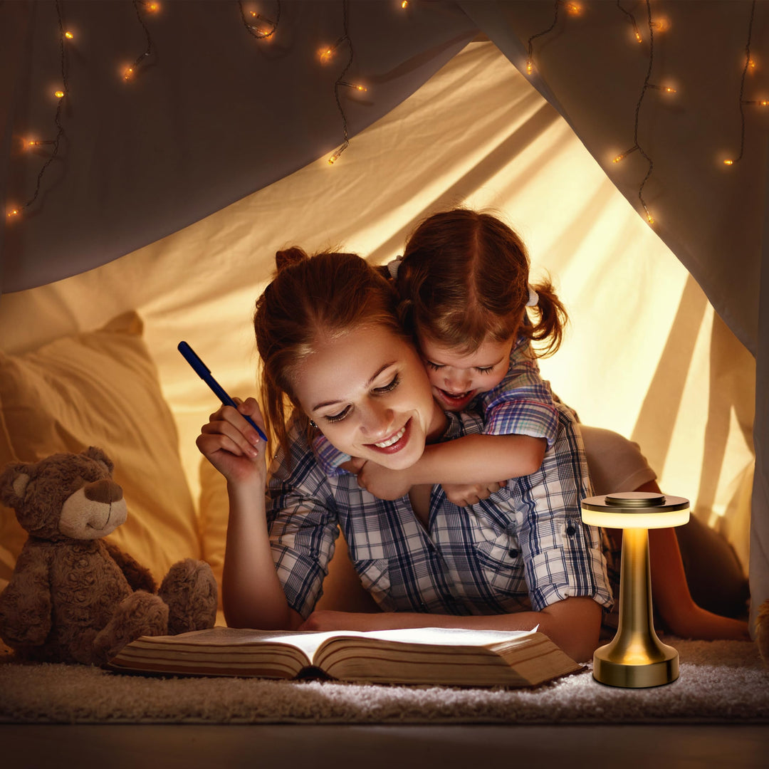 O’Bright Portable LED Table Lamp with Touch Sensor, 3-Levels Brightness, Rechargeable Battery Up to 48 Hours Usage, Night Light for Kids Nursery, Nightstand Lamp, Bedside Lamp (Gold) 