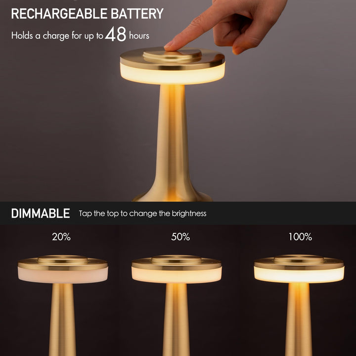 O’Bright Portable LED Table Lamp with Touch Sensor, 3-Levels Brightness, Rechargeable Battery Up to 48 Hours Usage, Night Light for Kids Nursery, Nightstand Lamp, Bedside Lamp (Gold) 