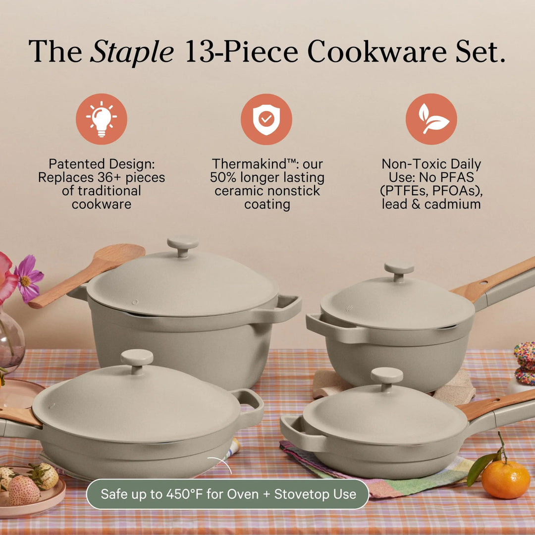 Our Place Cookware Set, 13-Piece Ceramic Nonstick Pots &amp; Pans with Utensils