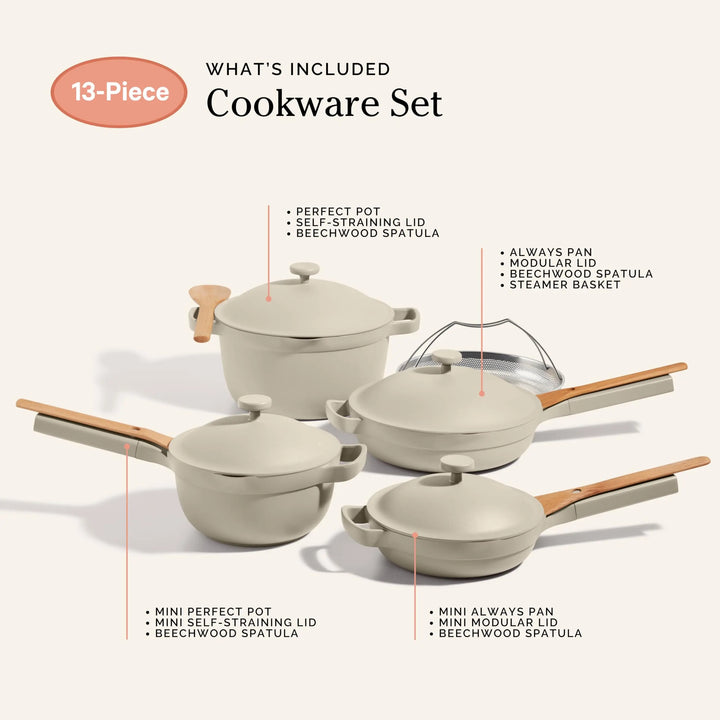 Our Place Cookware Set, 13-Piece Ceramic Nonstick Pots &amp; Pans with Utensils