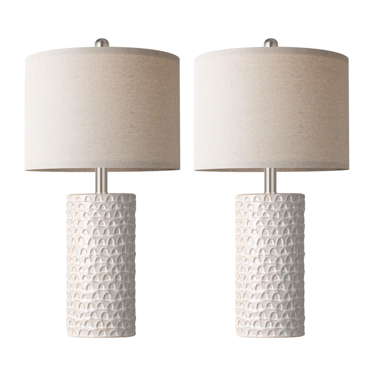 PARTPHONER 23" Modern Ceramic Table Lamp Set of 2, Table Lamps for Living Room, Rustic Farmhouse Bedside Lamps Nightstand lamp for Bedroom, White Desk Lamp for End Table Home Decor Beige 