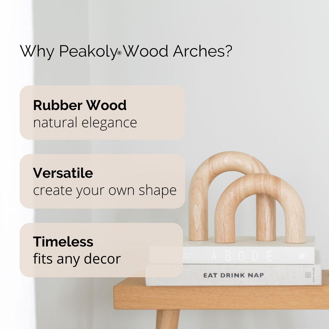 PEAKOLY Wood Arch Decorative Objects - Modern Bookshelf Decor, Coffee Table Sculpture, Floating Shelf Decor Accents, Japandi Home Decorations for Side, Console and Entryway Table 