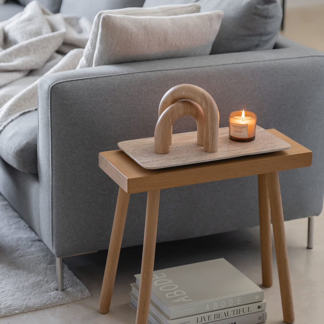 PEAKOLY Wood Arch Decorative Objects - Modern Bookshelf Decor, Coffee Table Sculpture, Floating Shelf Decor Accents, Japandi Home Decorations for Side, Console and Entryway Table 