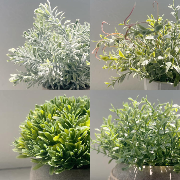 PENGYEE 4 Pack Small Fake Plants in White Pulp Pot for Home Decor 