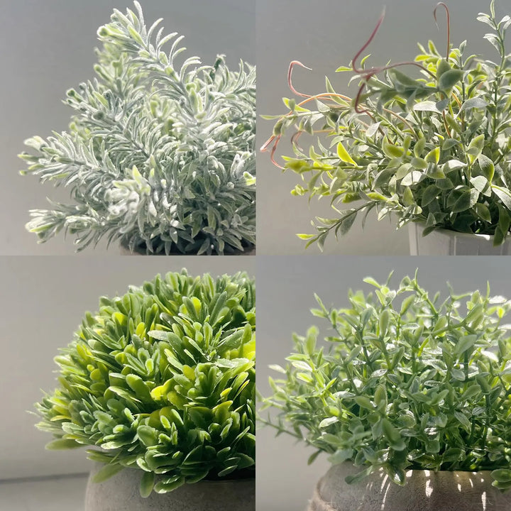 PENGYEE 4 Pack Small Fake Plants in White Pulp Pot for Home Decor