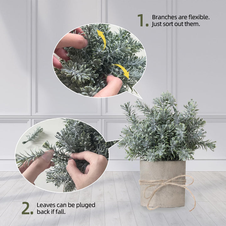 PENGYEE 4 Pack Small Fake Plants in White Pulp Pot for Home Decor 