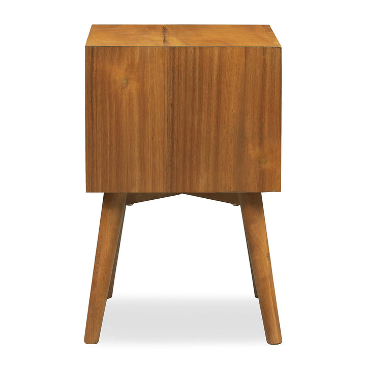 Poly &amp; BARK Dorsey Nightstand - Mid-Century Modern Nightstand – Solid Wood Bedside Table with 2 Drawers, Acorn Walnut Finish, 23.5" Tall 