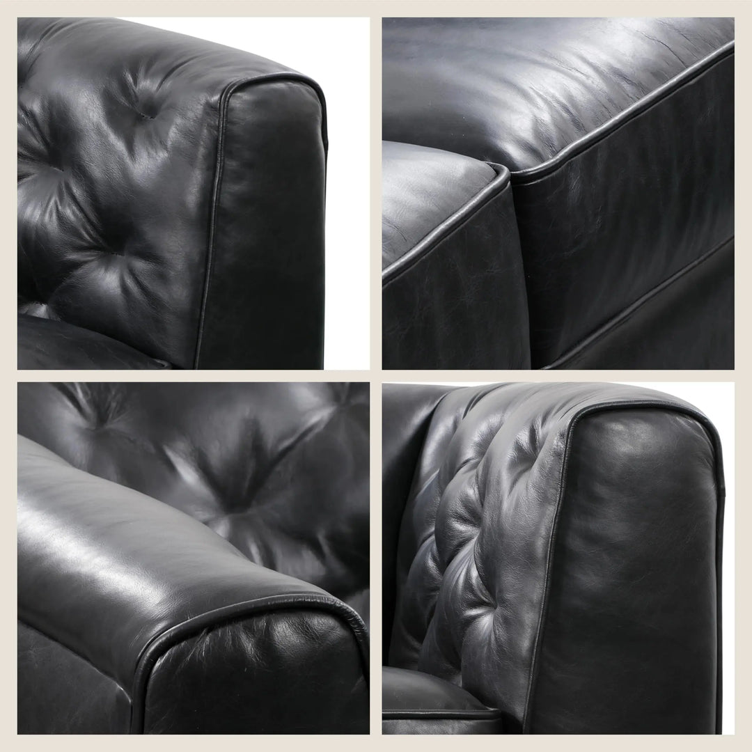 POLY &amp; BARK Essex 89 Inch Full-Grain Italian Leather Sofa, Onyx Black