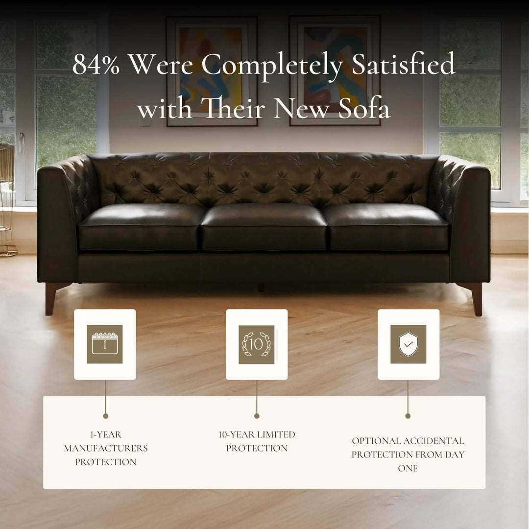POLY &amp; BARK Essex 89 Inch Full-Grain Italian Leather Sofa, Onyx Black