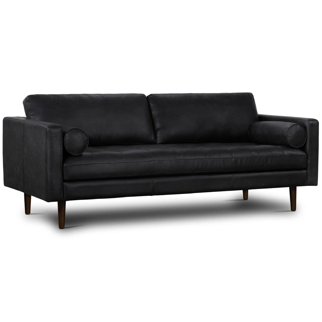 POLY &amp; BARK Napa 88.5" Leather Sofa, Onyx Black Full-Grain Italian-Tanned Aniline Leather