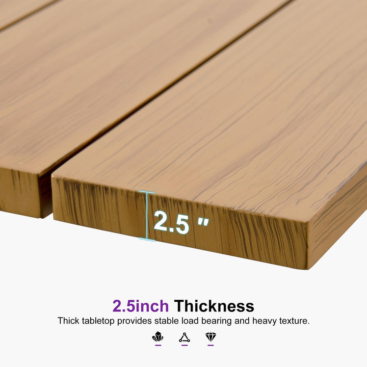 PURPLE LEAF Outdoor Dining Set for 6 with Cushions PE Rattan Teak 