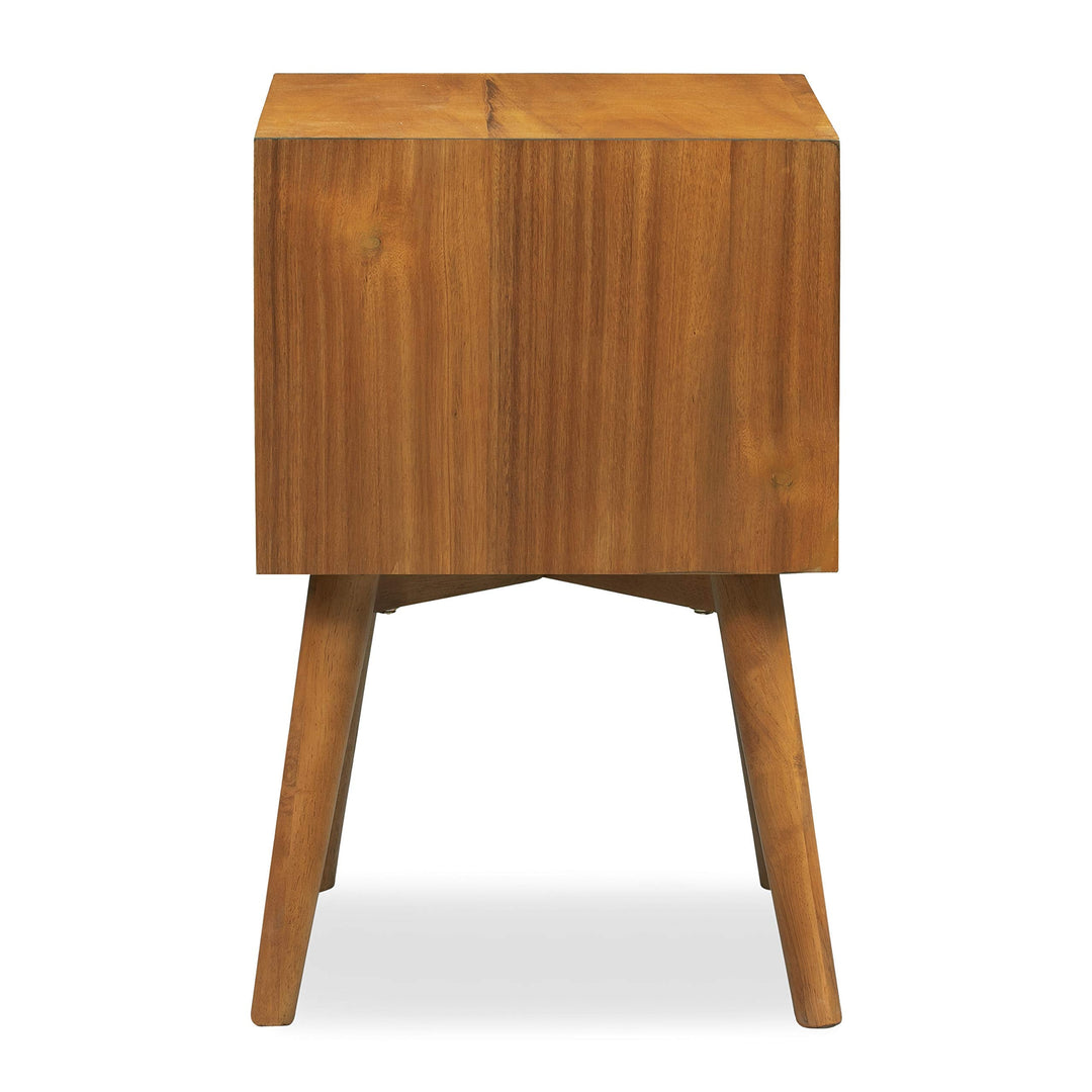Poly &amp; BARK Dorsey Nightstand - Mid-Century Modern Nightstand – Solid Wood Bedside Table with 2 Drawers, Acorn Walnut Finish, 23.5" Tall 