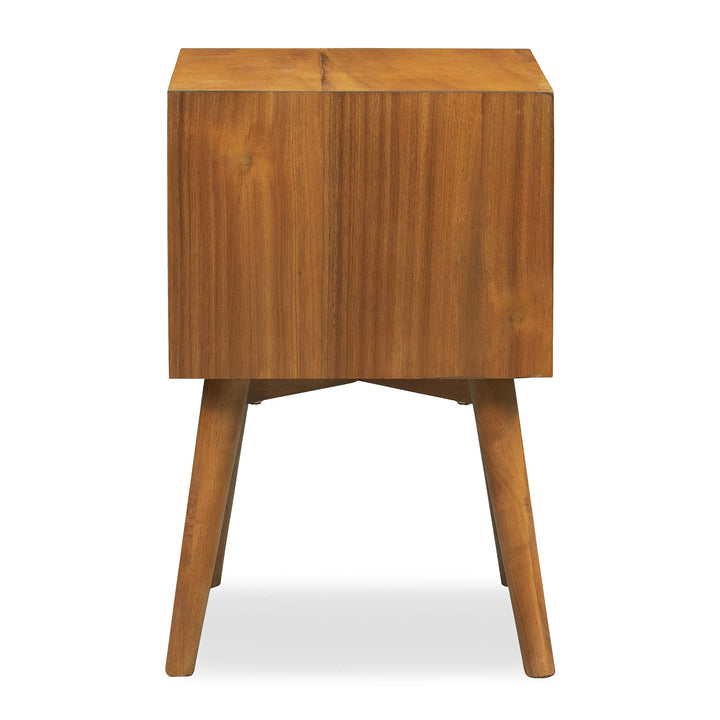 Poly &amp; BARK Dorsey Nightstand - Mid-Century Modern Nightstand – Solid Wood Bedside Table with 2 Drawers, Acorn Walnut Finish, 23.5" Tall 