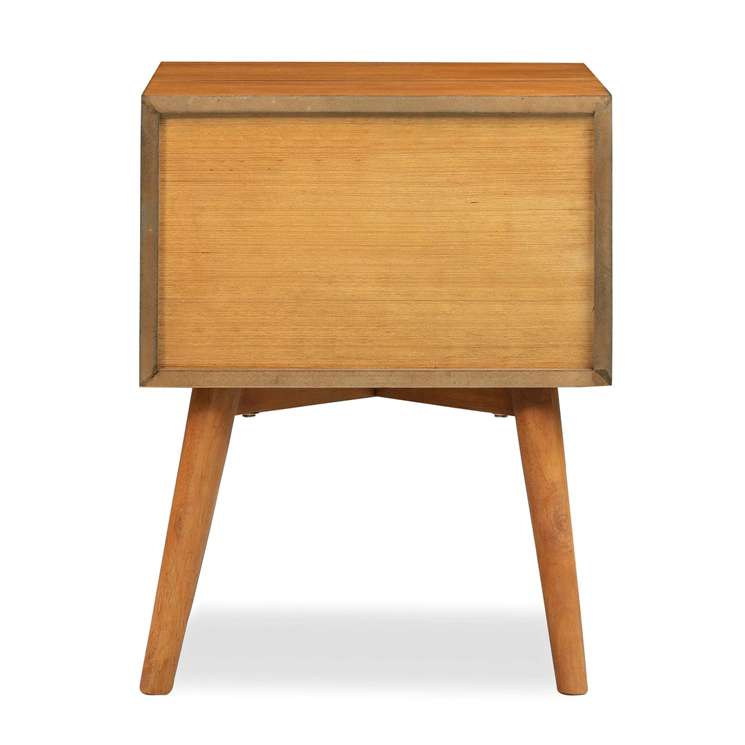 Poly &amp; BARK Dorsey Nightstand - Mid-Century Modern Nightstand – Solid Wood Bedside Table with 2 Drawers, Acorn Walnut Finish, 23.5" Tall 