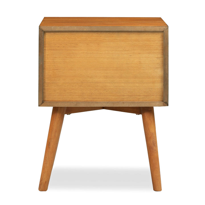 Poly &amp; BARK Dorsey Nightstand - Mid-Century Modern Nightstand – Solid Wood Bedside Table with 2 Drawers, Acorn Walnut Finish, 23.5" Tall 