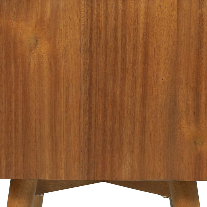Poly &amp; BARK Dorsey Nightstand - Mid-Century Modern Nightstand – Solid Wood Bedside Table with 2 Drawers, Acorn Walnut Finish, 23.5" Tall 