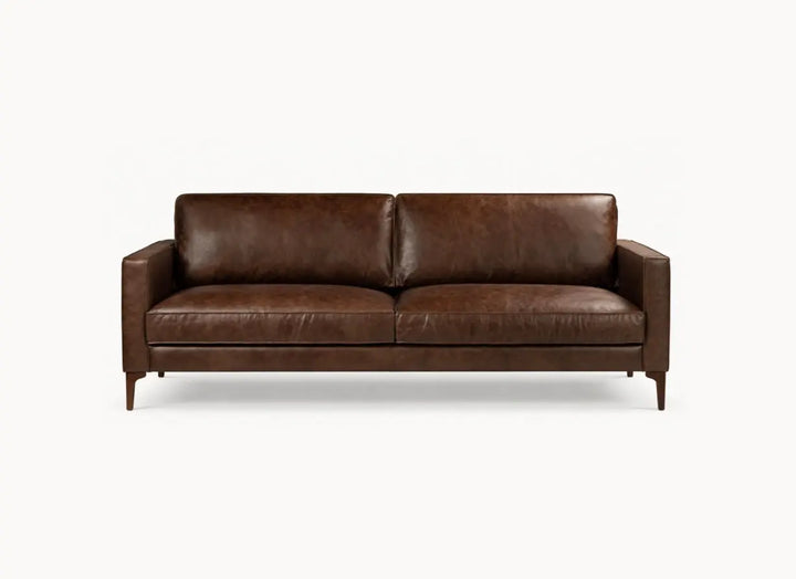 Poly &amp; Bark Mateo 82" Sofa, Chocolate Brown Full-Grain Pure-Aniline Italian Leather
