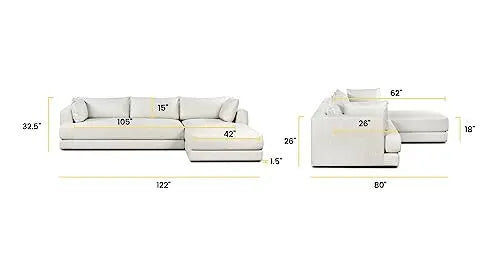 Poly and Bark Marcel Sectional, Right-Facing - Bright Ash