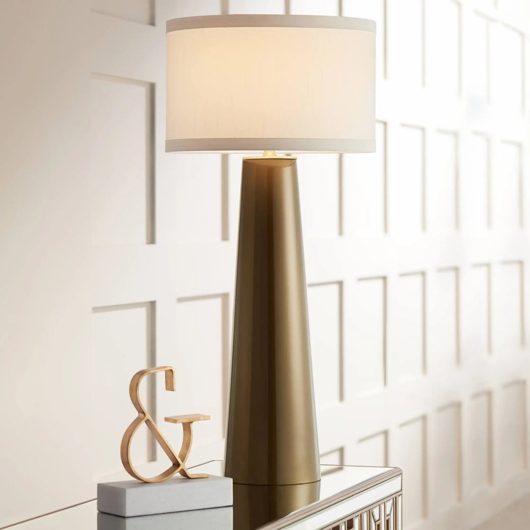 Possini Euro Design Karen 36 Inch Large Table Lamp, Dark Gold Glass, Modern