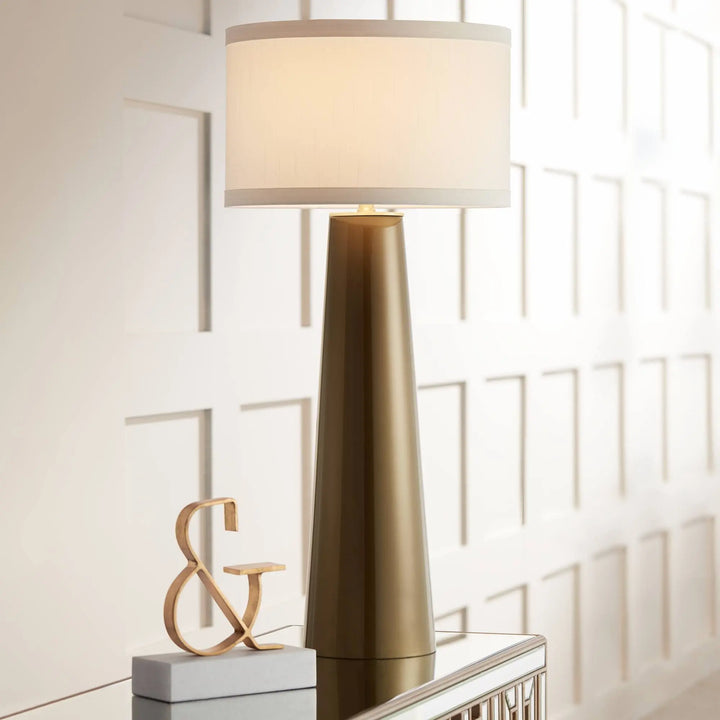 Possini Euro Design Karen 36 Inch Large Table Lamp, Dark Gold Glass, Modern