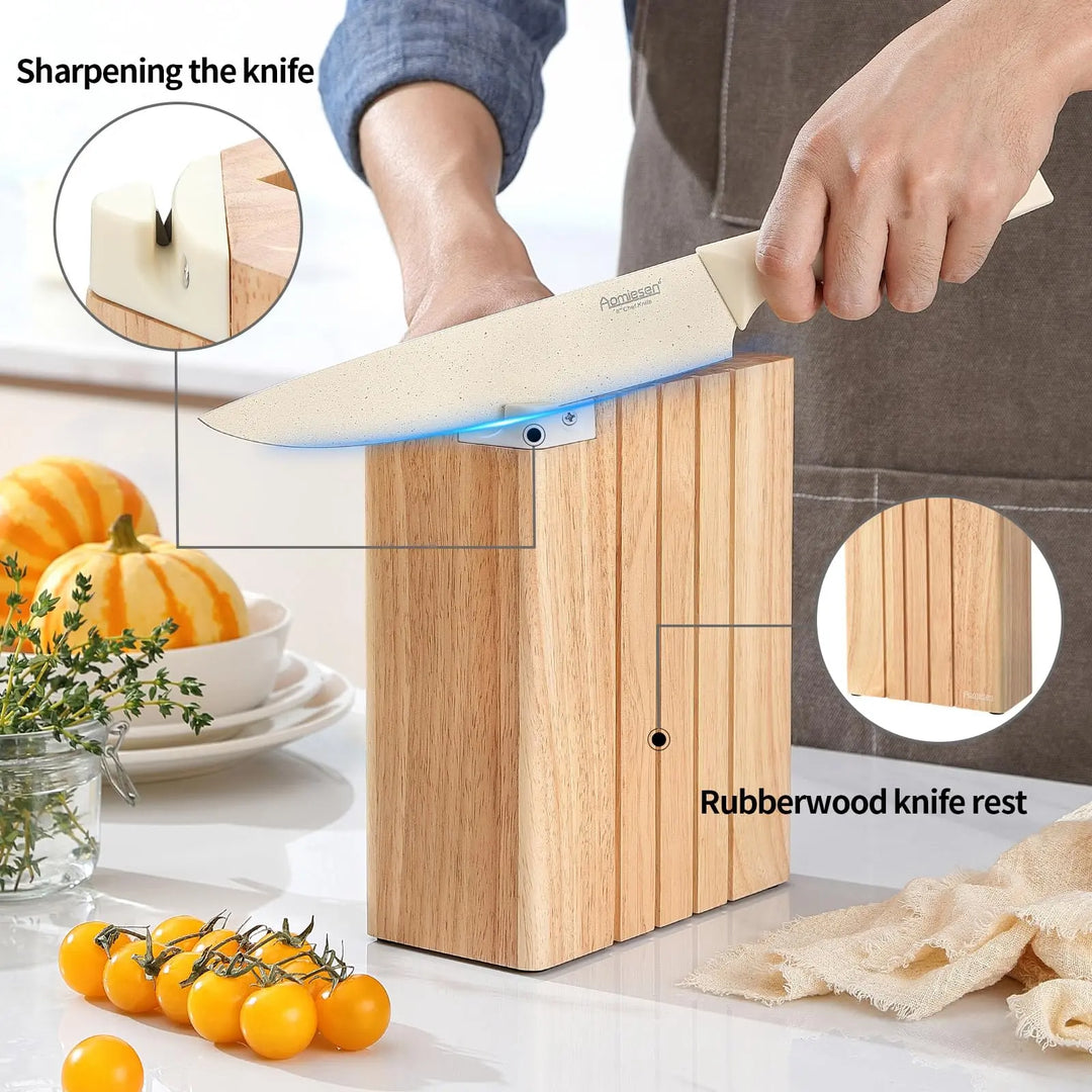 Premium Quality 8-Piece Knife Set with Block, Lightweight and Strong, Ergonomic Handles