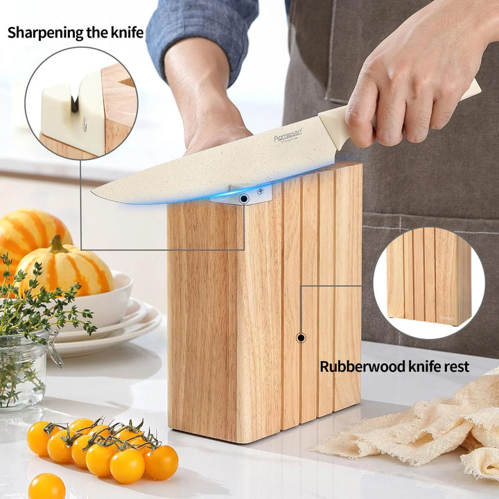 Premium Quality 8-Piece Knife Set with Block, Lightweight and Strong, Ergonomic Handles