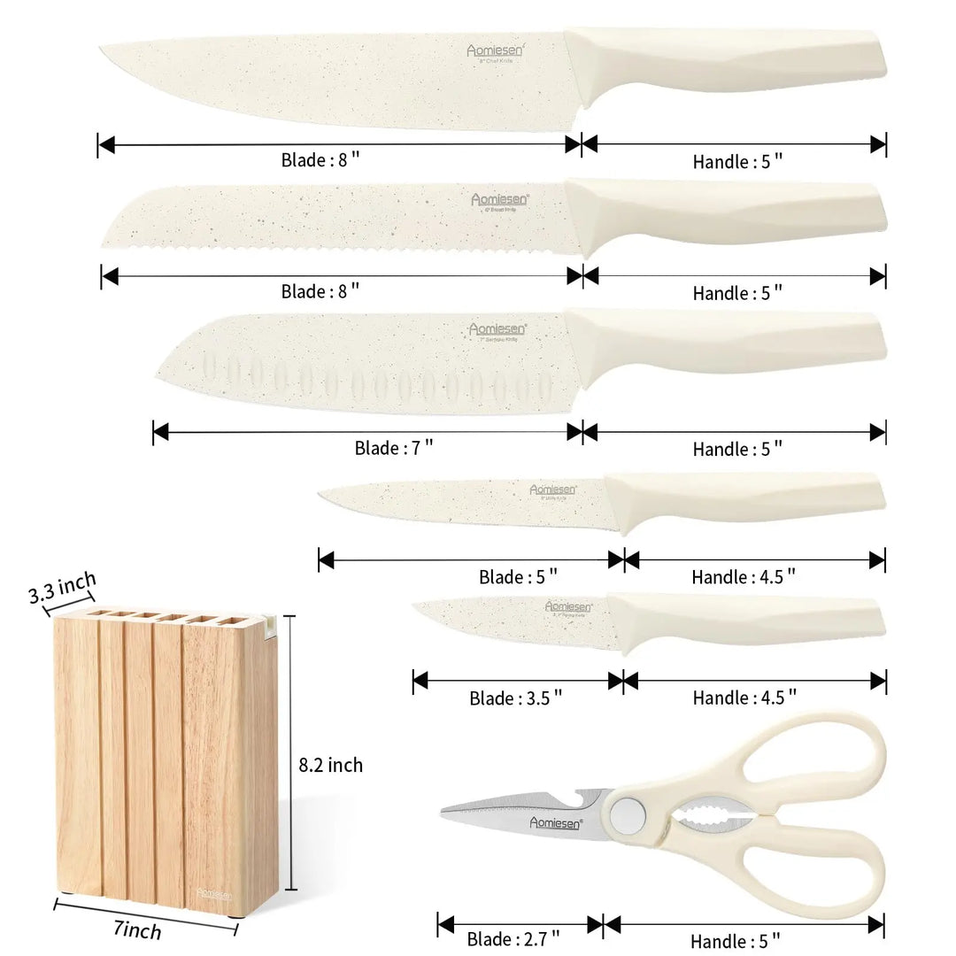 Premium Quality 8-Piece Knife Set with Block, Lightweight and Strong, Ergonomic Handles
