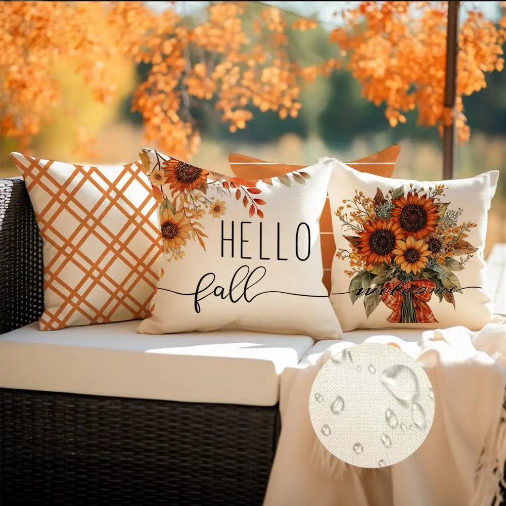 RABUSOFA Fall Pillow Covers 18x18 Inch Set of 4 Fall Decorations for Home