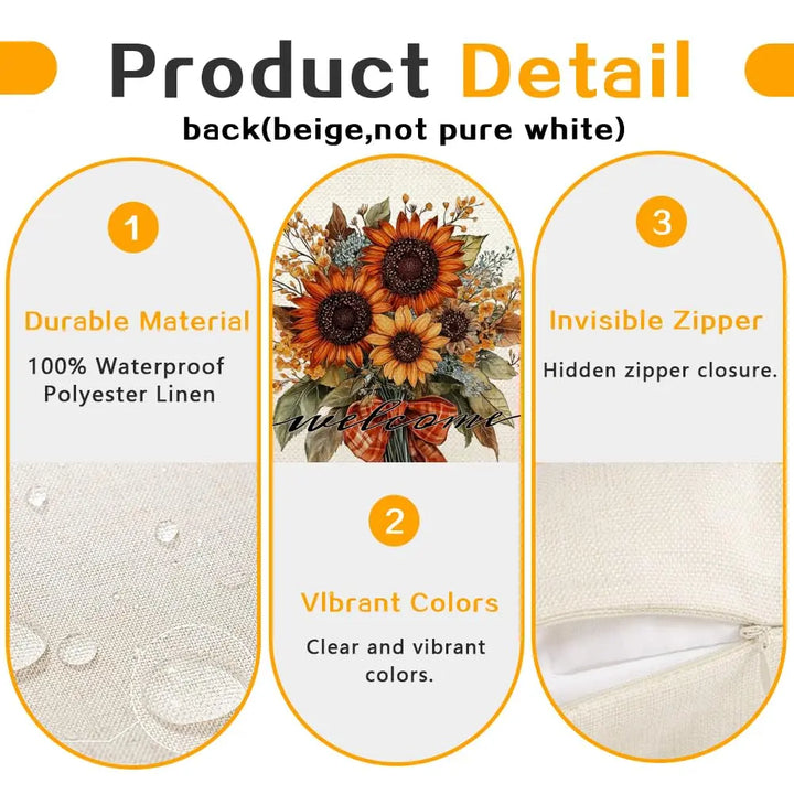 RABUSOFA Fall Pillow Covers 18x18 Inch Set of 4 Fall Decorations for Home