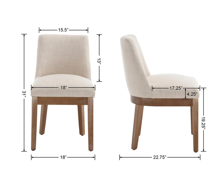 RIVOVA Upholstered Dining Chairs, Set of 4, Linen Fabric, Hardwood Frame, Beige