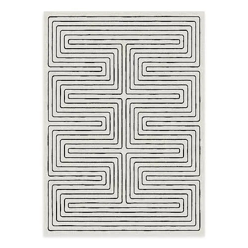 RUGGABLE Jonathan Adler Washable Rug - Labyrinth Black/Ivory 