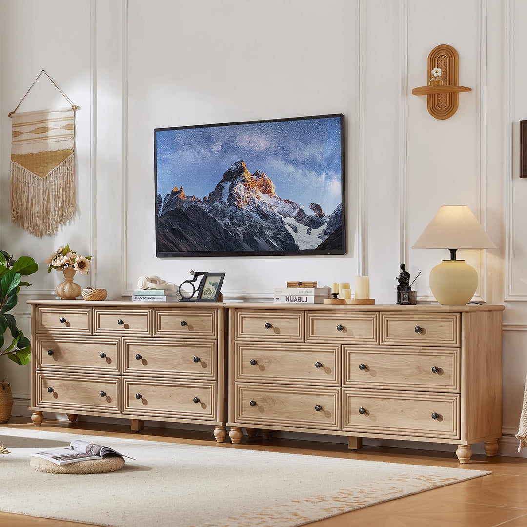 RWYHG 54" Dresser for Bedroom, Farmhouse 7 Drawers Dressers with Gourd Legs 