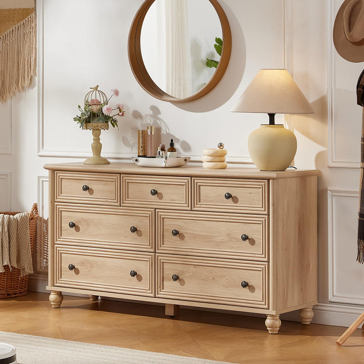 RWYHG 54" Dresser for Bedroom, Farmhouse 7 Drawers Dressers with Gourd Legs 