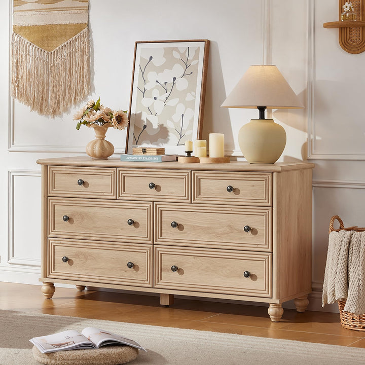 RWYHG 54" Dresser for Bedroom, Farmhouse 7 Drawers Dressers with Gourd Legs 